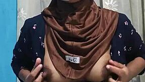 Beautiful Hijab Student Masturbates Solo with Toys at Home