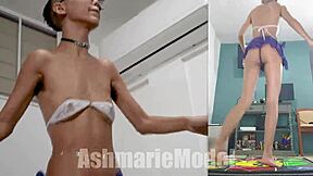 Latina dances braless upskirt no panties