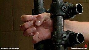 Blond Slave Shocked in Anal BDSM Suspension Bondage