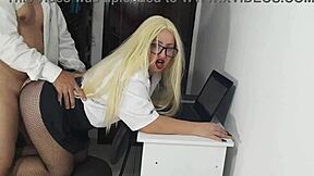 Hot secretary bends over for doggystyle gaping in miniskirt!