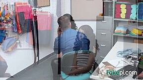 Curly Shoplifter Rides Guard’s Prick So Tight in Shop