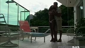 Dark Brazilian Mel Sucks Big Black Cock