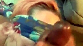 She's blindfolded and getting a sloppy face fuck from that monster cock.