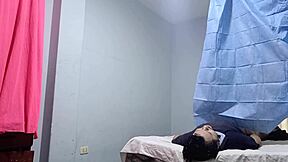 The nurse begins treatment unexpectedly in this homemade video.