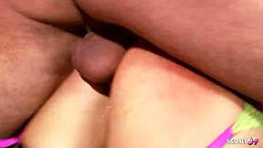 Skinny blonde teen Christine Love seduces to DVP DPP MMF threesome sex!