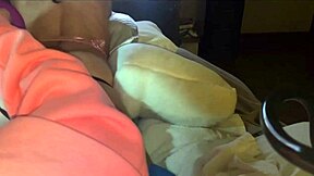 Young girl in lingerie lets guy boldly play with her shaved pussy using dildo vibrator