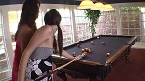 Milf mom fucks girl in stockings on bed