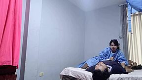 The nurse begins treatment unexpectedly in this homemade video.