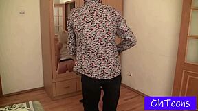 Teens dominate in office bdsm with girlfriend slave play.