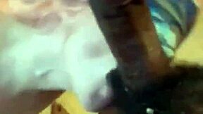 She's blindfolded and getting a sloppy face fuck from that monster cock.