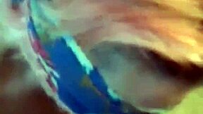 She's blindfolded and getting a sloppy face fuck from that monster cock.