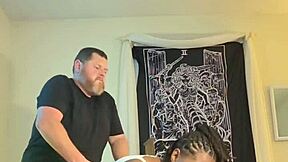 Ebony amateur bent over for doggystyle blowjob and creampie during holiday weekend!