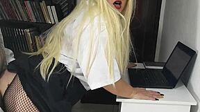 Hot secretary bends over for doggystyle gaping in miniskirt!