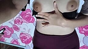 hermosa latina brunette has orgasm after orgasm in home uniform