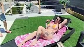 I licked my neighbor's pussy in the pool while playing foosball