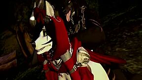 Little red woof rides monster in forest