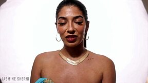 Princess Jasmine in lingerie gives jerk off instructions while masturbating.