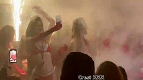 European pornstars strip in thongs and ripped clothes