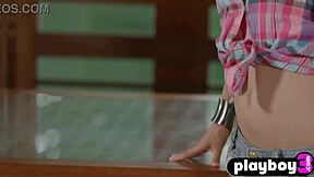 Melissa Jean Strips Naked, Exposing Small Natural Tits