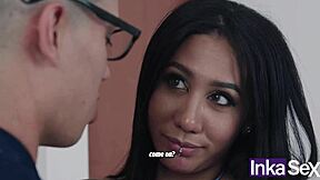 She yells, 'Cheating with big dick trainer while he reads!'