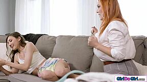 i love how my stepmom teases me until i squirt a bit in my tiny 18+ shorts