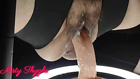 Detailed scene of bbw whore getting her pussy stretched and squirting during sloppy fist fucking