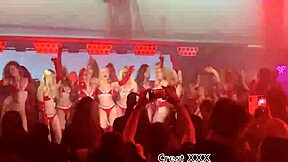 European pornstars strip in thongs and ripped clothes