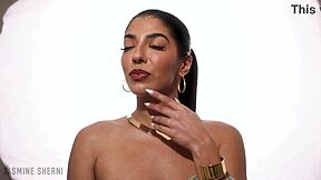 Princess Jasmine in lingerie gives jerk off instructions while masturbating.