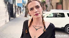 Tattooed Spanish babe gets bent over for messy creampie outdoors 😈