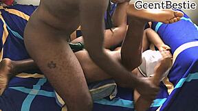 Beautiful black masseuse orgasms from monster cock sex by window