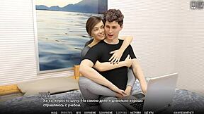 Asian Coed In Yoga And Bathing Scene