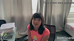 Cute girl becomes spanking model in full video