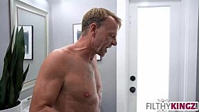 Stepdad putting his stepson to work