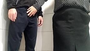 Ever wonder what a stunning milf does in a public toilet stall?