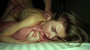 Cute blonde girl gives herself hard to her neighbor with big cock