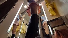 Hot blonde caught naked on hidden cam in dressing room