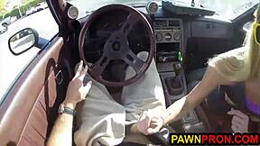 bimbo pawns her ugly car and gets blackmailed