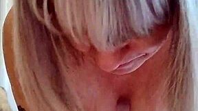 Housewife gives sneaky blowjob at friend's house with natural tits