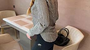 I SEDUCED my TEACHER, bent her over, FUCKED her tight PUSSY! Cum on big ass tits.