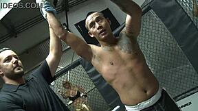 Milf shaved pussy fucked by big black cock in MMA ring