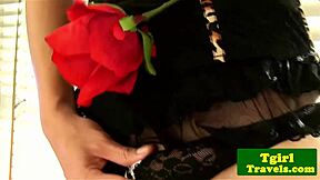 Ladyboy Ning flaunts tight ass in corset with bold moves