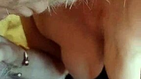 Housewife gives sneaky blowjob at friend's house with natural tits