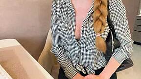 I SEDUCED my TEACHER, bent her over, FUCKED her tight PUSSY! Cum on big ass tits.