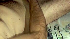 mature european jerks huge cock in bedroom, reaching orgasm with small dick