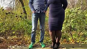 Mother-in-law peeing outdoors