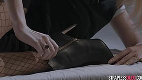 my cock is uncontrollable with these heels and strapon play