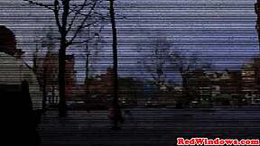 amsterdam woman in lingerie receives a shower