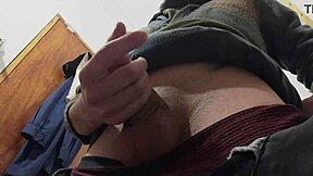 Rain Pours Outside as I Stroke My Monster Cock in Bathroom