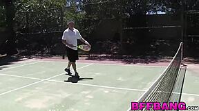 Outdoor pussy drilling with two naughty teens.