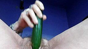 Granny Fucks Hairy Pussy With Cucumber